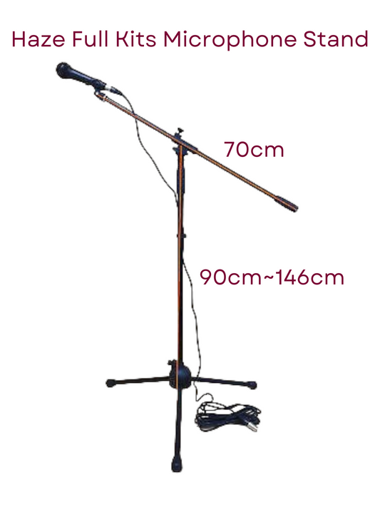 Haze MS1 Adjustable Telescopic Boom Microphone Stand + 6m Cable, Mic, Clip, Carry Bag (Bulk Buy Options)