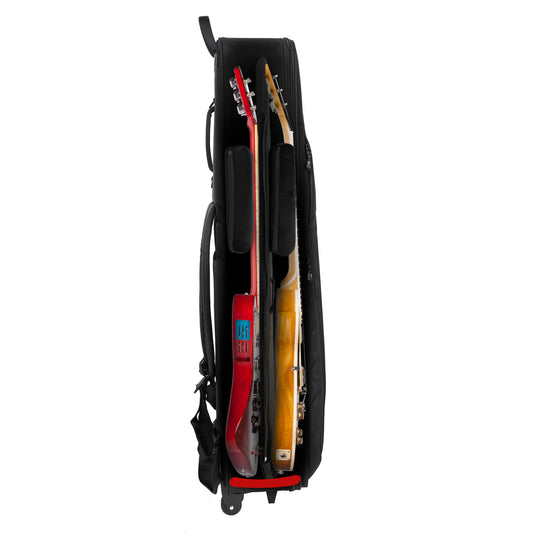Music Area AA31 30mm Padded Weather-Proof Reinforced ABS Hard Shell Dual Electric Guitar Case w/ Wheels - AA312EGBLK