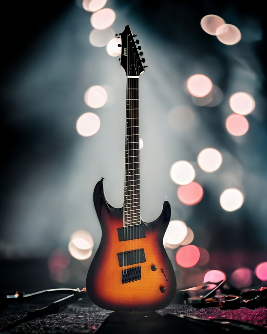 Haze Fanned Fret Double-Cut Flame Maple HAX Electric Guitar - Vintageburst 6FFTAM