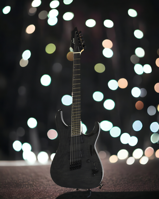 Haze Fanned Fret Built-in Preamp Poplar HAX Electric Guitar - Black 6FFTBK