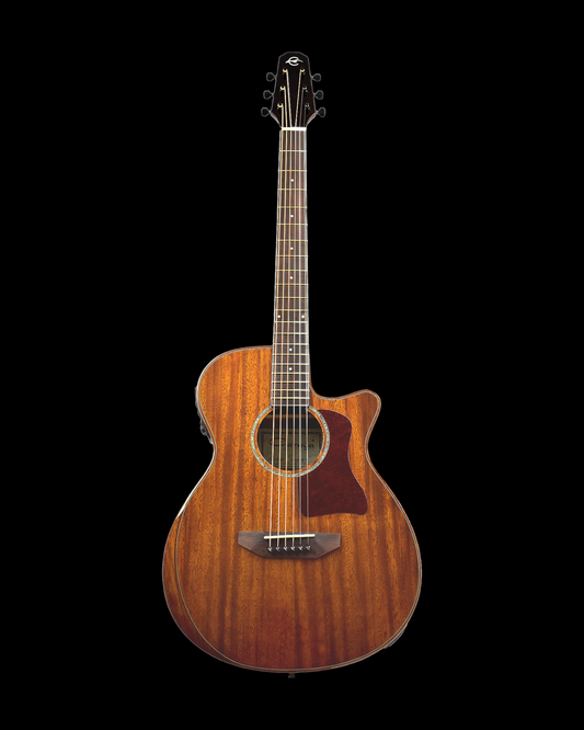 Caraya A2016ARSMT 40"/41" Solid Mahogany Bevelled Armrest Built-In Pickup/Tuner Acoustic Guitar - Natural