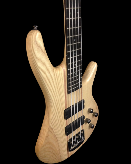 Haze 5-String Active Humbucker Solid Walnut WR Electric Bass Guitar - Natural B337N