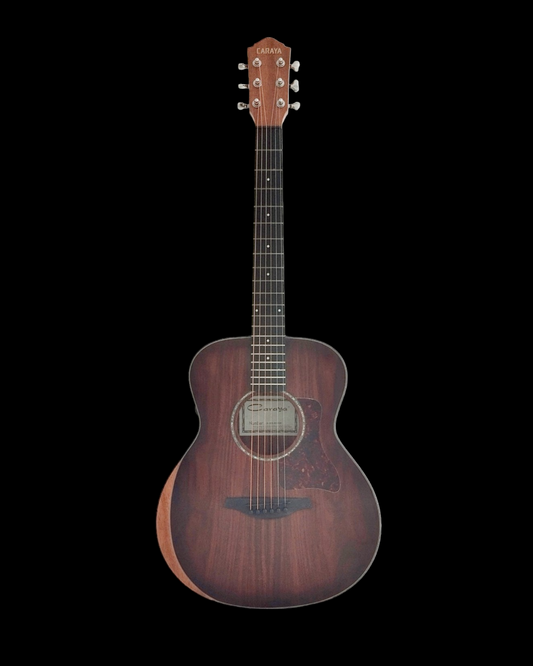 Caraya D36SKOA All Koa Body Traveller Guitar with Double OS1 Vibration Pickup