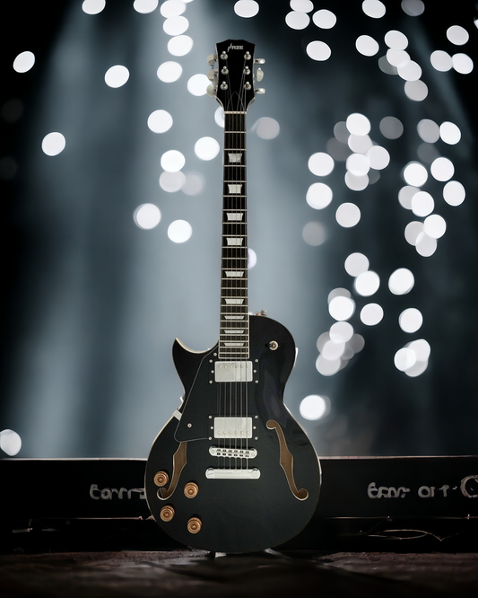 Haze Left Handed Semi-Hollow HH HLP Electric Guitar - Black E239BKLH