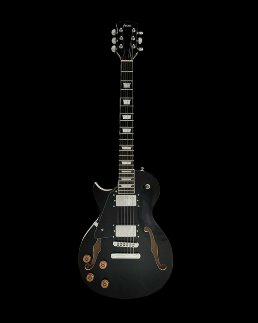 Haze Left Handed Semi-Hollow HH HLP Electric Guitar - Black E239BKLH