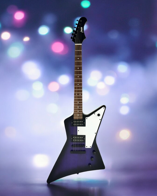 Haze Explorer-Style HH Basswood HEX Electric Guitar - Purpleburst FB1946