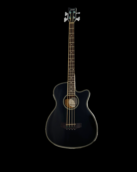 Haze FB711 4/4 Acoustic-Electric Bass – Spruce, Gloss Black