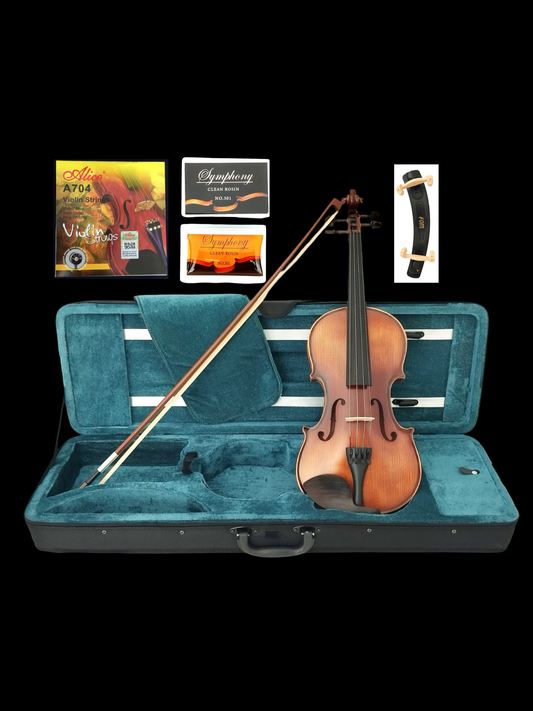 Symphony GV25 Violin Outfit – Includes Case, Bow, Rosin, Shoulder Rest & Spare Strings. Available in 4/4, 3/4, 1/2, 1/4, and 1/8 sizes