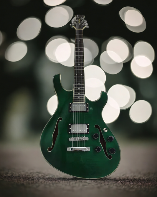 Haze Semi-Hollow Double-Cut Offset HES Electric Guitar - Green HD348TGN