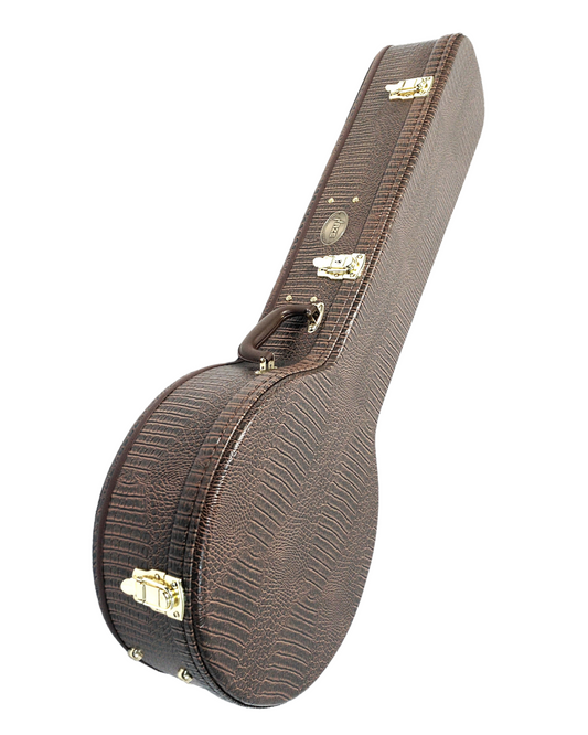 Haze Premium Banjo Flat-Top Hard Case with Lock - Brown Crocodile Skin HPBJ1910