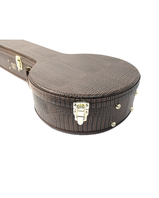 Haze Premium Banjo Flat-Top Hard Case with Lock - Brown Crocodile Skin HPBJ1910