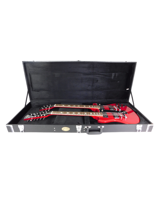 Haze Double Neck Rectangle Electric Guitar Hard Case with Lock - Black HSBD1910C