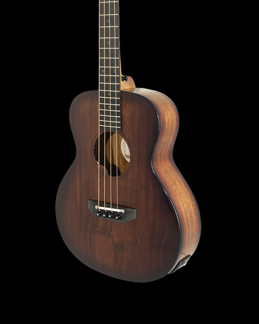 Haze HZMINI 3/4 Acoustic-Electric Travel Bass – Solid Koa Top, Satin Natural