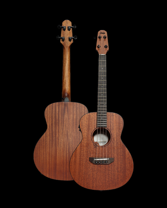 Haze HZMINI 3/4 Acoustic-Electric Travel Bass – Solid Mahogany Top, Satin Natural