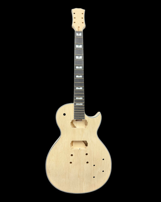 E238DIY Arched Top Solid Basswood Body Maple Set-Neck HLP H-H Electric Guitar DIY Kit - Complete No-Soldering w/ 3-Ply Ivory Trims & Chrome Hardware