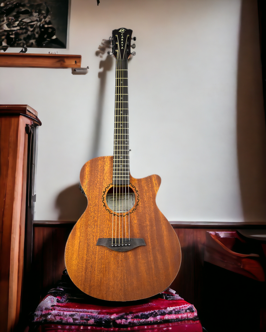 Caraya SAFAIR40CEQ 40" Thin Body Built-In Pickups/Tuner Acoustic Guitar - Natural