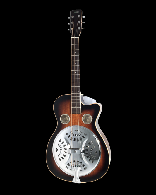 Haze SDG738 All-Mahogany Roundneck Resonator Guitar, Tobacco Sunburst with Bag