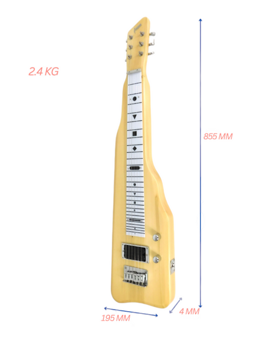 Haze SEG217N Solid Poplar Body Electric Lap Steel Guitar, Natural + Free Gig Bag