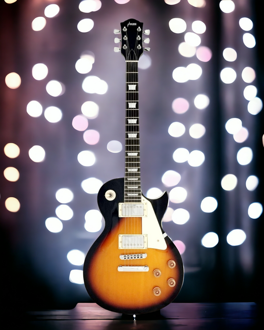 Haze Single-Cut Arched Maple Mahogany Set-Neck HLP Electric Guitar - Vintageburst SEG277BS