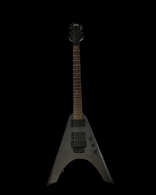 Haze V-Shaped HFV Electric Guitar with Floyd Rose - Gun Metal Grey HSFV1940