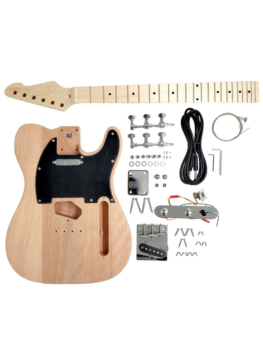 Haze TL10MDIY TL Style Electric Guitar DIY Kit Solid Mahogany Body, No-Soldering