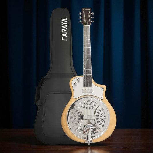 Caraya Iconic Unique Paulownia Electric Resonator Hybrid Lightweight Guitar Carved solid Body Matte Finish (RE20)