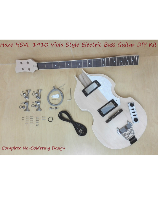 VL10DIY Viola Style Electric Bass Guitar DIY Kit, No-Soldering, H-H Pickups