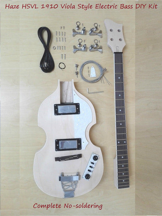 VL10DIY Viola Style Electric Bass Guitar DIY Kit, No-Soldering, H-H Pickups
