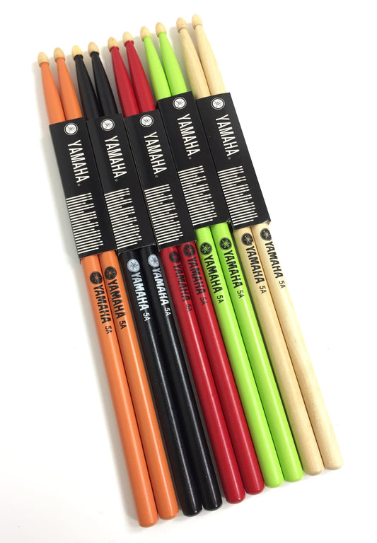 Yamaha YA5A Professional 5A Drum Sticks Maple 5 Colors available for choose from : Black, Green, Orange, Red, and Natural