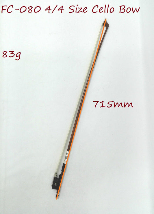 Symphony FC080 4/4 Size Cello Bow, Brazil-wood, Round Stick, Real Horse Hair