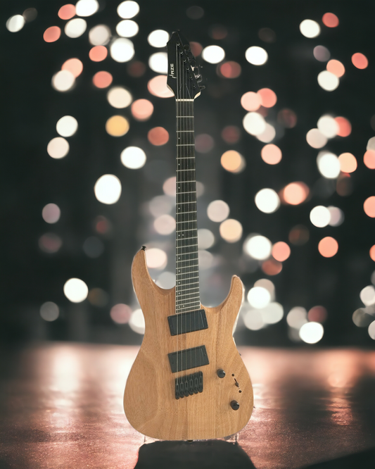 Haze Fanned Fret Built-in Preamp Mahogany HAX Electric Guitar - Natural 6FFNOIL