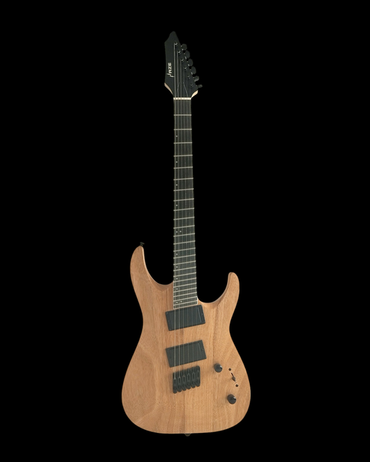 Haze Fanned Fret Built-in Preamp Mahogany HAX Electric Guitar - Natural 6FFNOIL