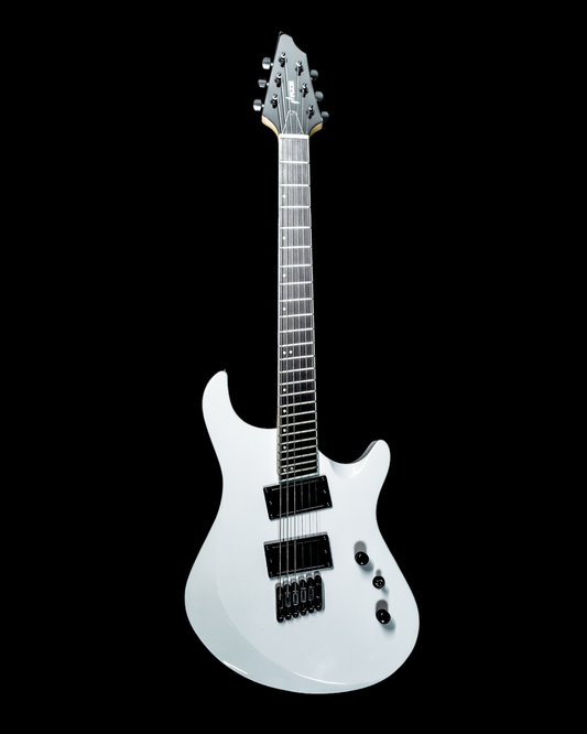 Haze Fanned Fret Built-in Preamp Poplar HAX Electric Guitar - White 6FFWHT