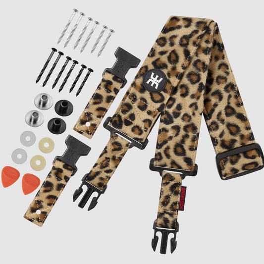 Amumu SNAPLOCK™ Pro Velvet Leopard Guitar Strap - Ultimate Security & Durability for Dynamic Performance