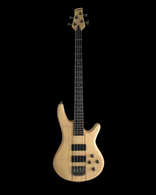 Haze Novara Solid Ash Body with Maple Neck-Through Design Artec Active Humbucker Electric Bass Guitar - B327N