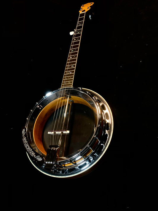 Caraya 5-String Clear Top Resonator Banjo - Tobacco Flame Maple BJ009A (Hard Case Not Included)