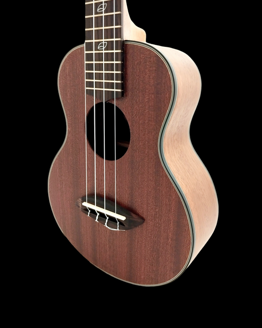 Leaf Series C100 All-Mahogany Concert Ukulele, Satin + 10mm Padded Gig Bag (Pink, Orange, Green)