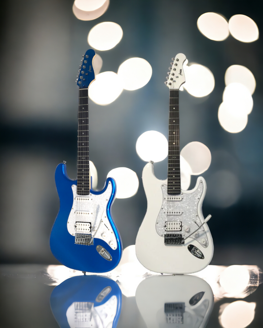 Haze HST Electric Guitar - Blue Sapphire E211WH and Artic White E211WH