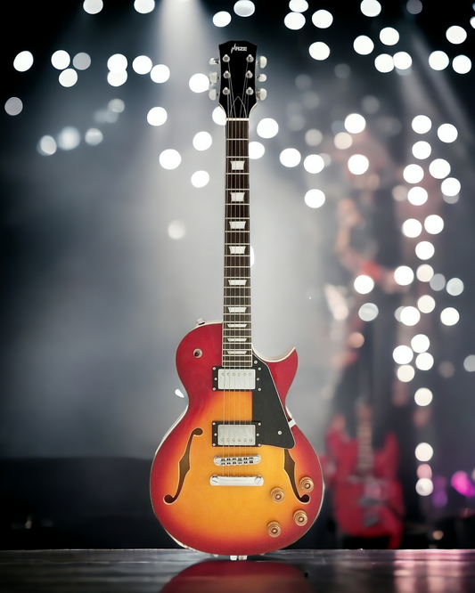Haze Semi-Hollow Arched Maple Mahogany Neck HLP Electric Guitar - Sunburst E239CS