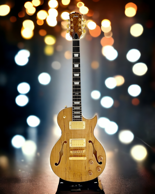 Haze Semi-Hollow Spalted Maple Mahogany Neck HLP Electric Guitar - Natural E239GC