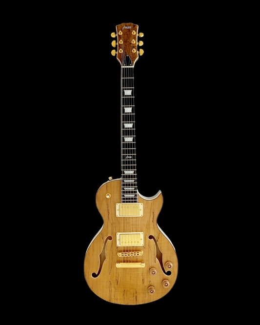Haze Semi-Hollow Spalted Maple Mahogany Neck HLP Electric Guitar - Natural E239GC