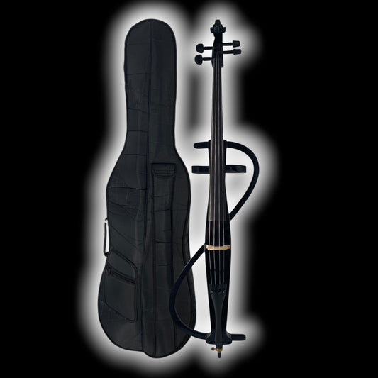 Symphony EC01BK Hand-Carved Solid Catalpa Electric Cello Outfit – Gloss Black | Model EC01BK