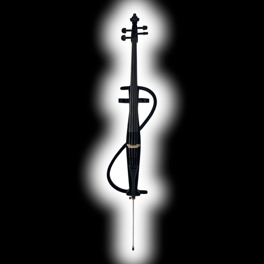 Symphony EC01BK Hand-Carved Solid Catalpa Electric Cello Outfit – Gloss Black | Model EC01BK