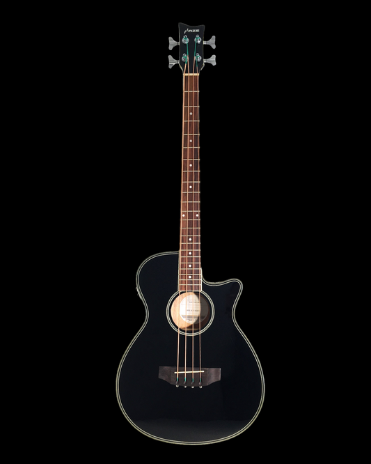 Haze FB711 3/4 Acoustic-Electric Bass – Spruce, Gloss Black