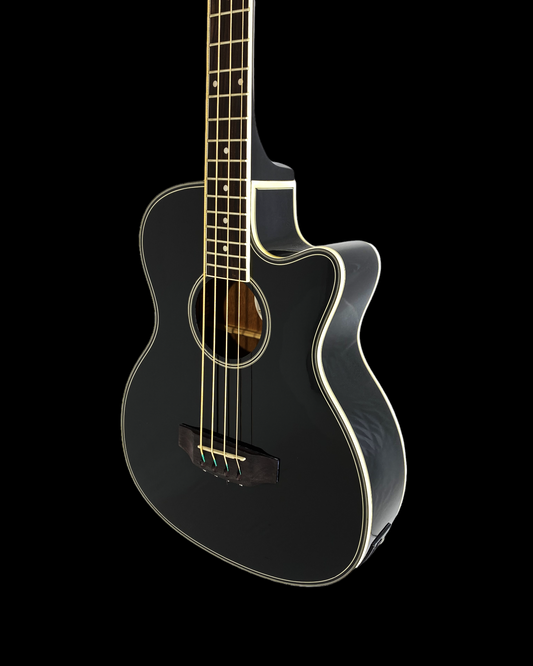Haze FB711 4/4 Acoustic-Electric Bass – Spruce, Gloss Black