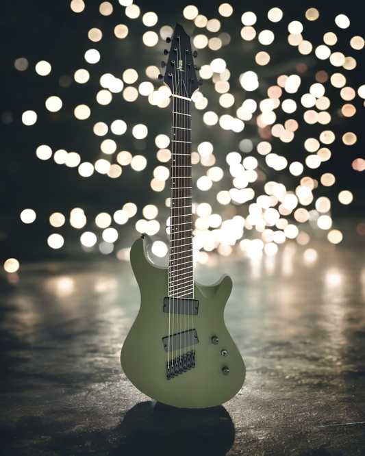 Haze 7-String Fanned Fret Built-in Preamp HAX Electric Guitar - Green HAZE7FFMGS