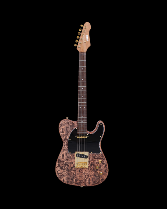 Haze Buta Engraved Mahogany Body HTL Electric Guitar - Natural TL19700
