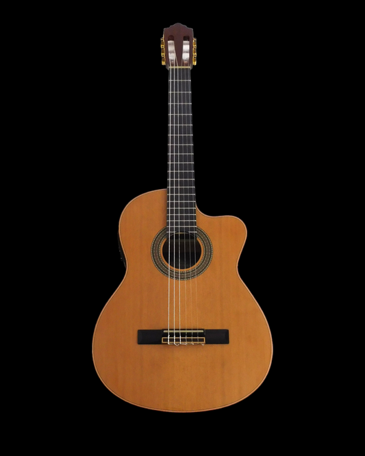 Miguel Rosales Solid Canadian Cedar Cutaway Built-In Belcat Pickup/Tuner Classical Guitar - Natural HS10CEQN
