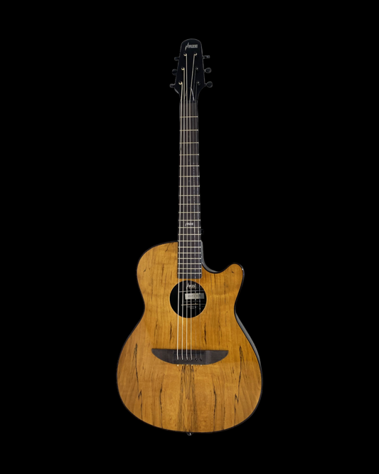 Haze HSDP836CGC Acoustic/Classical Guitar, Spalted Maple Veneer, Round-Back