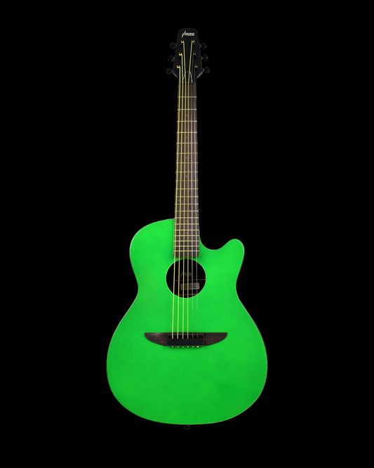 Haze HSDP836CGR Roundback 38" Traveller Acoustic Guitar - Green